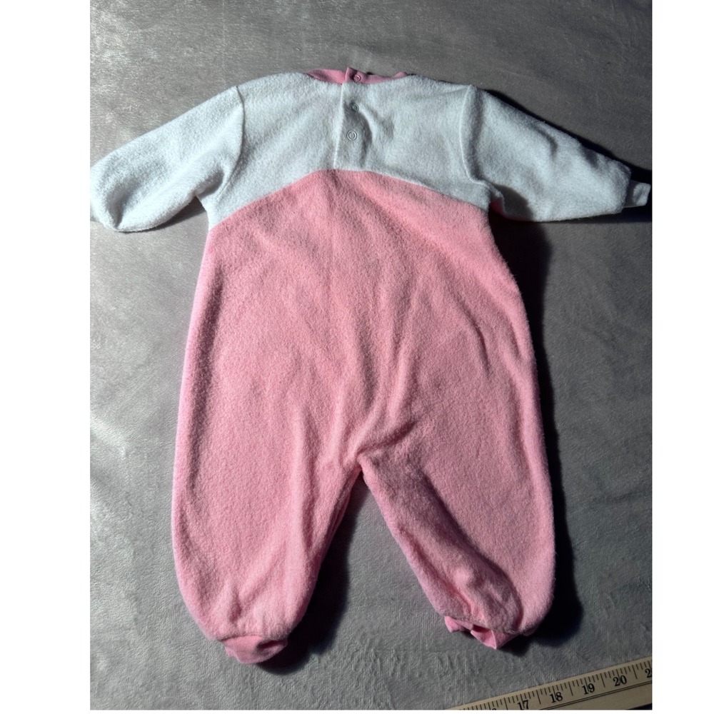 Vintage Buster Brown Pink Bunny Rabbit Baby Romper Jumpsuit 3/6M Long Sleeve - Picture 3 of 3